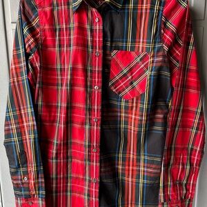 Women JCrew Red and Black Plaid Shirt